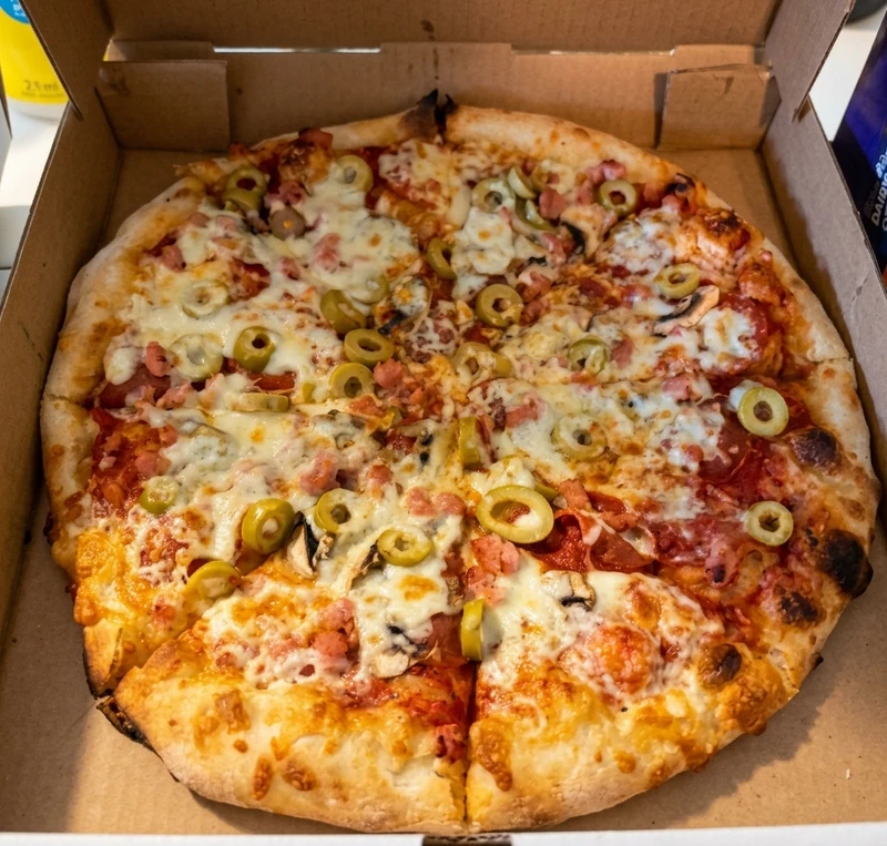 Family pizza dinner from Pizza Time in London, Ontario